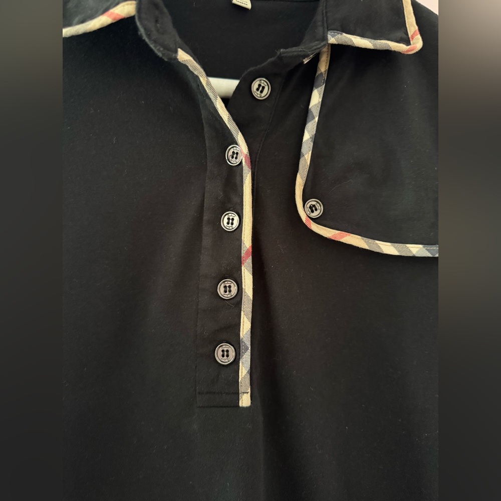 Burberry London Black Classic plaid trimmed polo - Picture 6 of 12